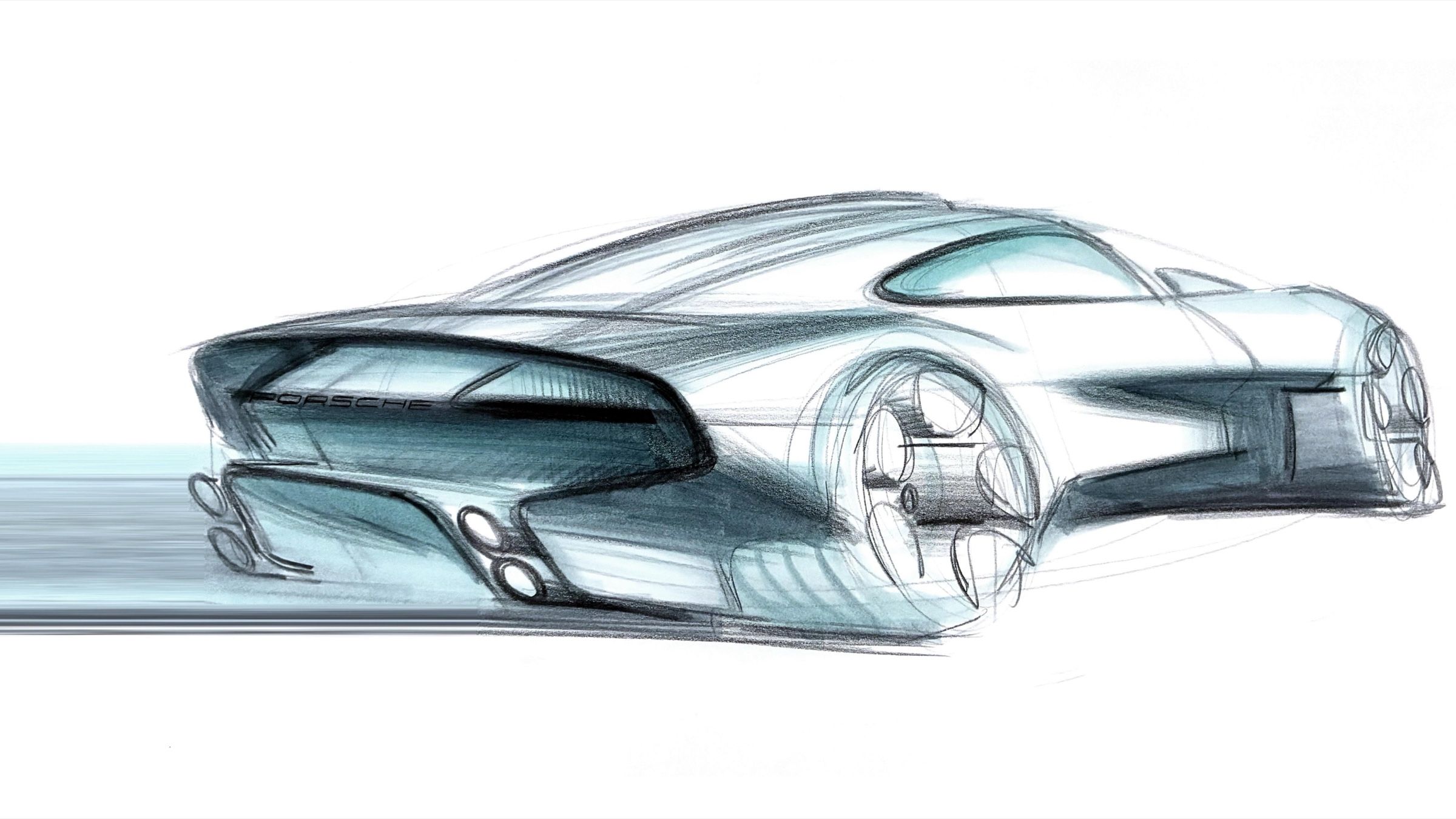 Rear three-quarter design sketch of the body
