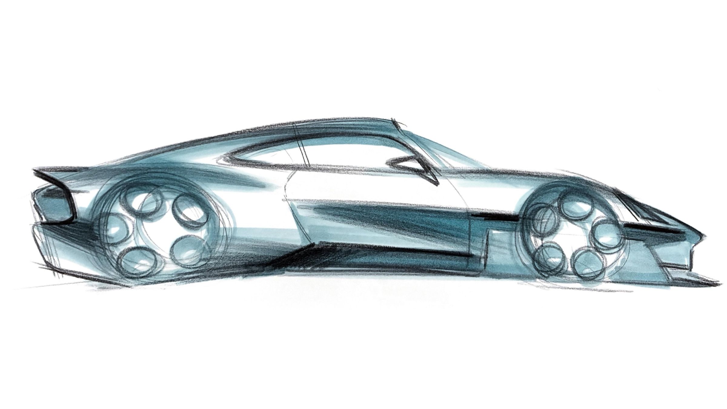 Side design sketch with the five-opening wheel