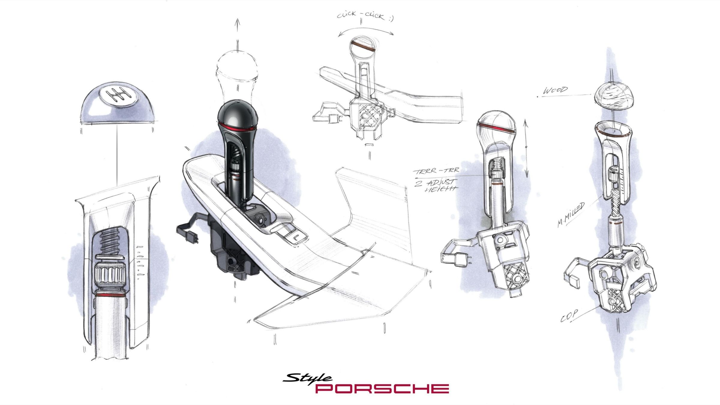 Sketch sheet of the gear lever and its gate